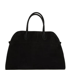 The Row Soft Margaux 15 Bag Black Suede Gold Hardware
