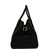The Row Soft Margaux 15 Bag Black Suede Gold Hardware
