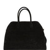 The Row Soft Margaux 15 Bag Black Suede Gold Hardware