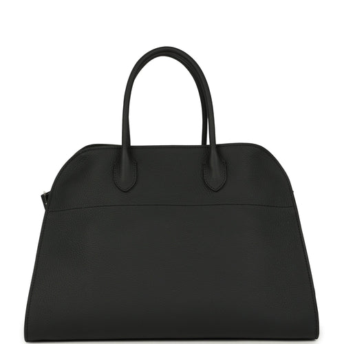 The Row Soft Margaux 15 Bag Black Calfskin Silver Hardware
