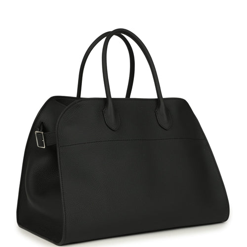 The Row Soft Margaux 15 Bag Black Calfskin Silver Hardware