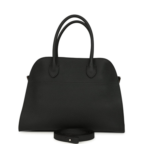 The Row Soft Margaux 12 Bag Black Calfskin Silver Hardware
