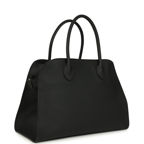 The Row Soft Margaux 12 Bag Black Calfskin Silver Hardware
