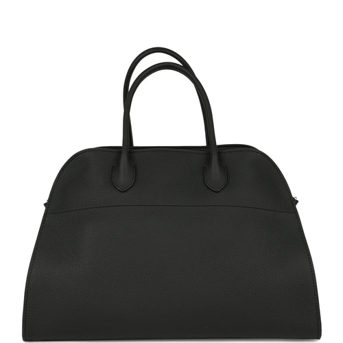 The Row Soft Margaux 15 Bag Black Calfskin Silver Hardware