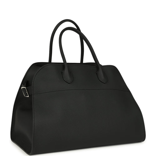 The Row Soft Margaux 15 Bag Black Calfskin Silver Hardware