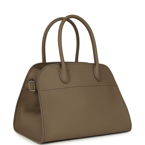 The Row Soft Margaux 10 Bag Smoked Taupe Calfskin Silver Hardware