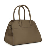 The Row Soft Margaux 10 Bag Smoked Taupe Calfskin Silver Hardware