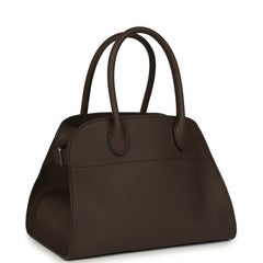 The Row Soft Margaux 10 Deep Brown Calfskin Silver Hardware