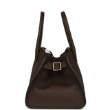 The Row Soft Margaux 10 Deep Brown Calfskin Silver Hardware