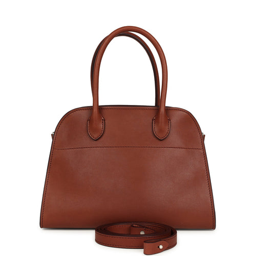 The Row Soft Margaux 10 Bag New Burgundy Saddle Leather Silver Hardware