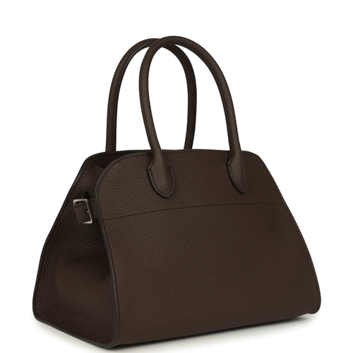 The Row Soft Margaux 10 Deep Brown Calfskin Silver Hardware