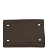 The Row Soft Margaux 10 Deep Brown Calfskin Silver Hardware