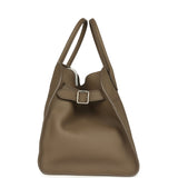 The Row Soft Margaux 15 Bag Smoked Taupe Calfskin Silver Hardware