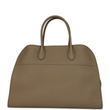 The Row Soft Margaux 15 Bag Smoked Taupe Calfskin Silver Hardware