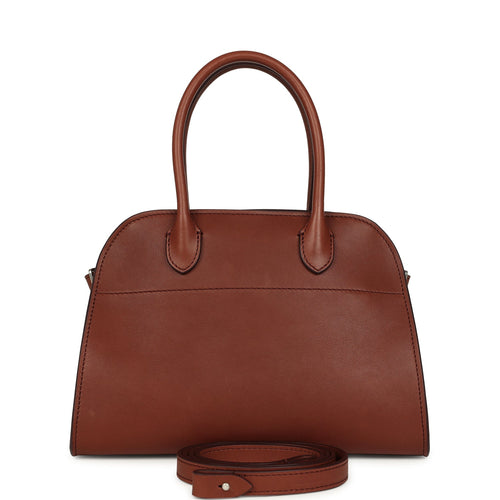 The Row Soft Margaux 10 Bag New Burgundy Saddle Leather Silver Hardware