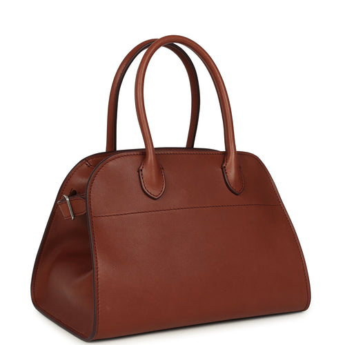 The Row Soft Margaux 10 Bag New Burgundy Saddle Leather Silver Hardware