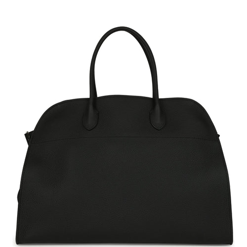 The Row Soft Margaux 17 Bag Black Calfskin Silver Hardware
