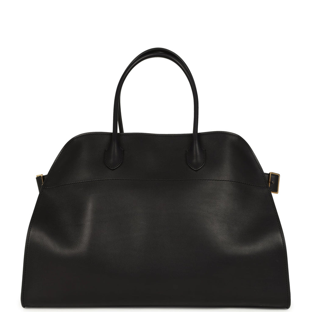 The Row Soft Margaux 17 Bag Black Saddle Gold Hardware