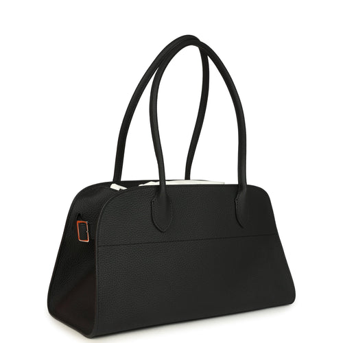 The Row Soft Margaux Shoulder 12 Bag Black Calfskin Silver Hardware