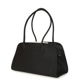The Row Soft Margaux Shoulder 12 Bag Black Calfskin Silver Hardware