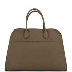 The Row Soft Margaux 15 Bag Smoked Taupe Calfskin Silver Hardware