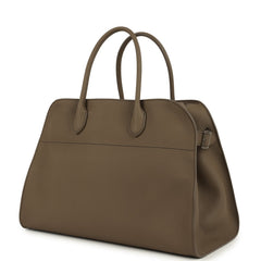 The Row Soft Margaux 15 Bag Smoked Taupe Calfskin Silver Hardware