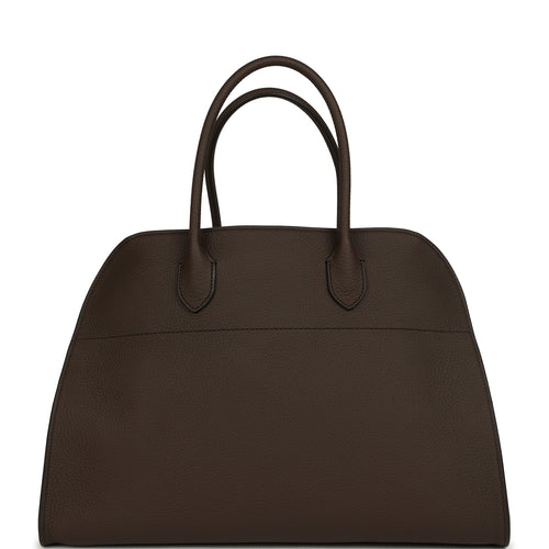 The Row Soft Margaux 15 Bag Deep Brown Calfskin Silver Hardware