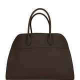 The Row Soft Margaux 15 Bag Deep Brown Calfskin Silver Hardware