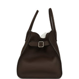 The Row Soft Margaux 15 Bag Deep Brown Calfskin Silver Hardware