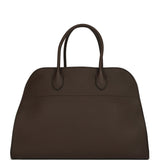 The Row Soft Margaux 15 Bag Deep Brown Calfskin Silver Hardware