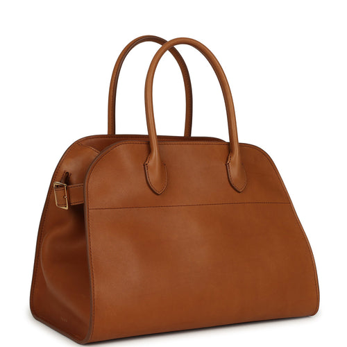 The Row Soft Margaux 12 Bag Cuir Saddle Leather Gold Hardware