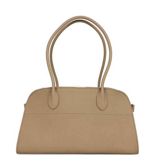 The Row Margaux Shoulder 12 Bag Dark Taupe Calfskin Silver Hardware