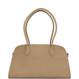 The Row Margaux Shoulder 12 Bag Dark Taupe Calfskin Silver Hardware