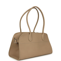 The Row Margaux Shoulder 12 Bag Dark Taupe Calfskin Silver Hardware