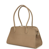 The Row Margaux Shoulder 12 Bag Dark Taupe Calfskin Silver Hardware