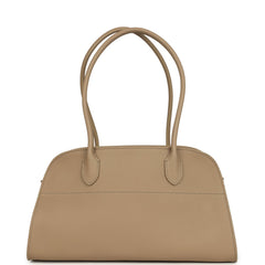 The Row Margaux Shoulder 12 Bag Dark Taupe Calfskin Silver Hardware