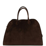 The Row Soft Margaux 15 Bag Mocha Suede Gold Hardware