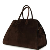 The Row Soft Margaux 15 Bag Mocha Suede Gold Hardware