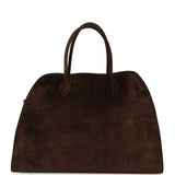 The Row Soft Margaux 15 Bag Mocha Suede Gold Hardware