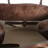 The Row Soft Margaux 15 Bag Mocha Suede Gold Hardware