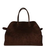 The Row Soft Margaux 17 Bag Mocha Suede Gold Hardware