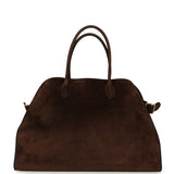 The Row Soft Margaux 17 Bag Mocha Suede Gold Hardware