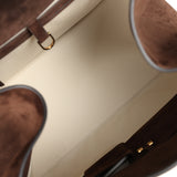 The Row Soft Margaux 17 Bag Mocha Suede Gold Hardware