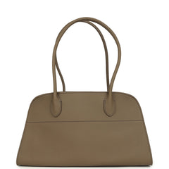 The Row Margaux Shoulder 12 Bag Smoked Taupe Calfskin Silver Hardware