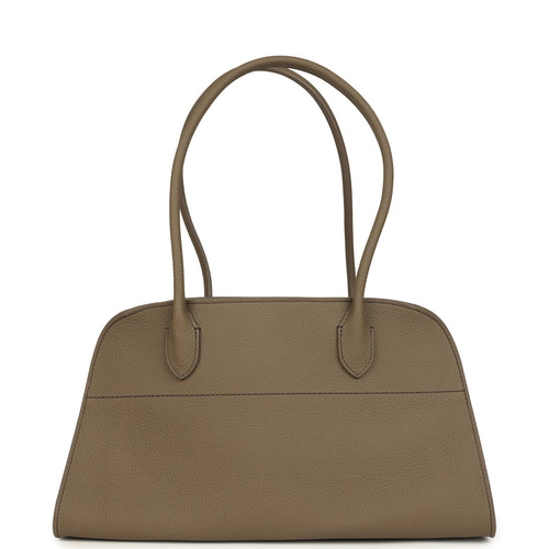 The Row Margaux Shoulder 12 Bag Smoked Taupe Calfskin Silver Hardware