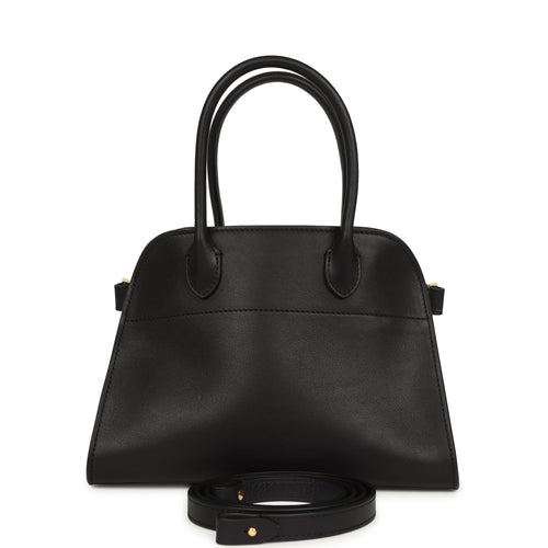 The Row Soft Margaux 10 Bag Black Saddle Leather Gold Hardware