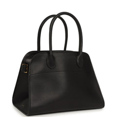 The Row Soft Margaux 10 Bag Black Saddle Leather Gold Hardware