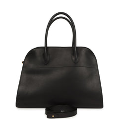 The Row Soft Margaux 12 Bag Black Saddle Leather Gold Hardware