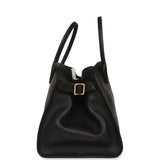 The Row Soft Margaux 15 Bag Black Saddle Gold Hardware