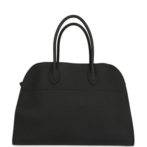 The Row Soft Margaux 15 Bag Black Calfskin Silver Hardware